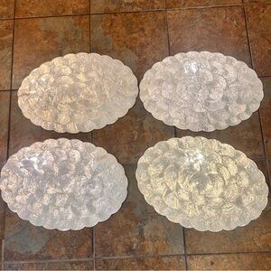 Set of 4 Capiz Shell Placements Oval Philippines Textured Placemats Ocean Sea